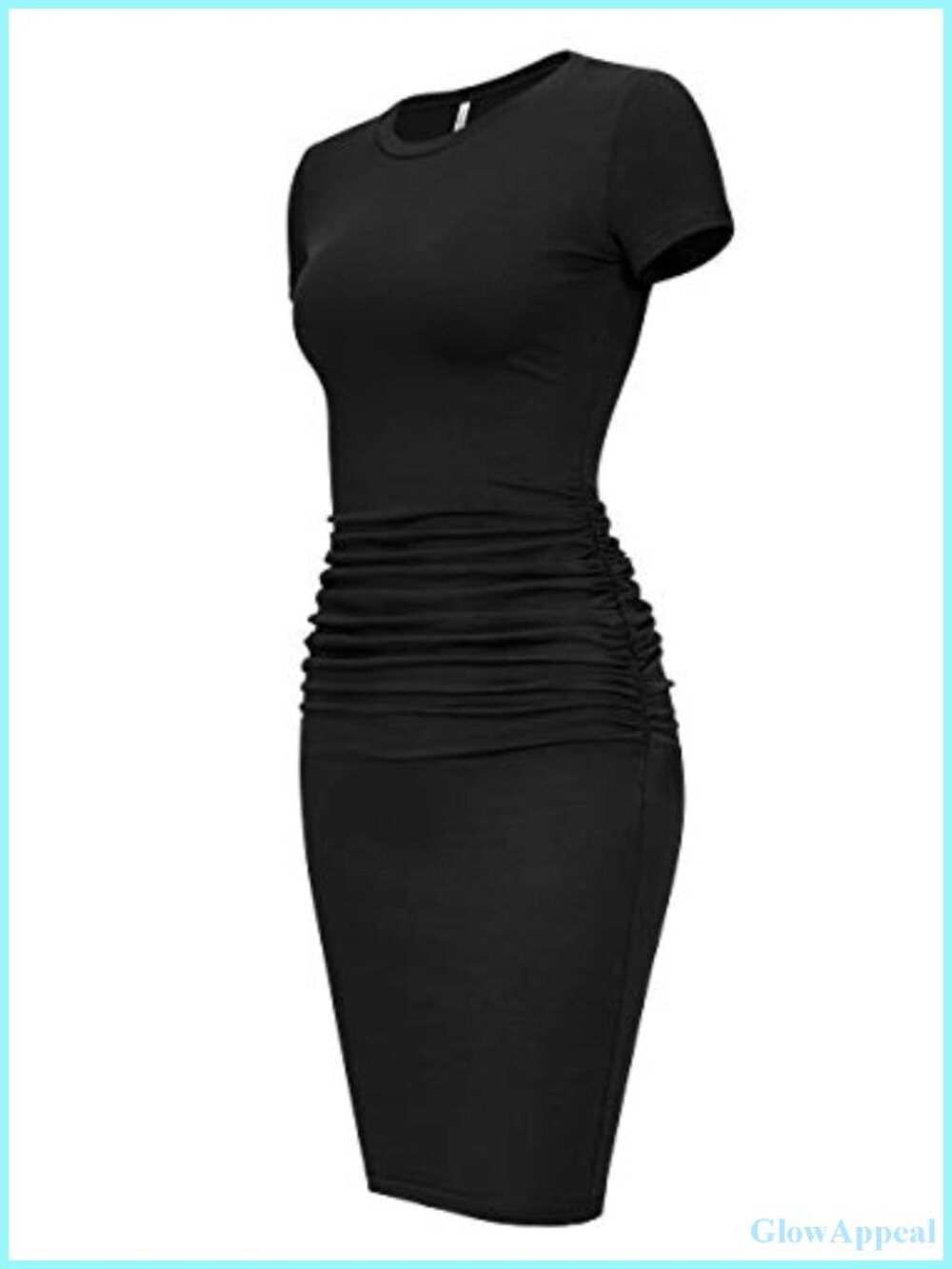 Laughido Women's Short Sleeve Ruched Bodycon Cotton T-Shirt Dress